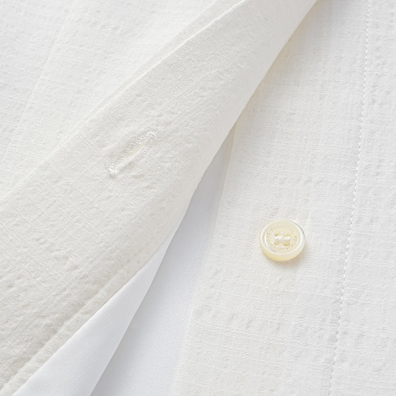 “Easy go Chic” 華夫格墊肩襯衫/短褲套裝—白