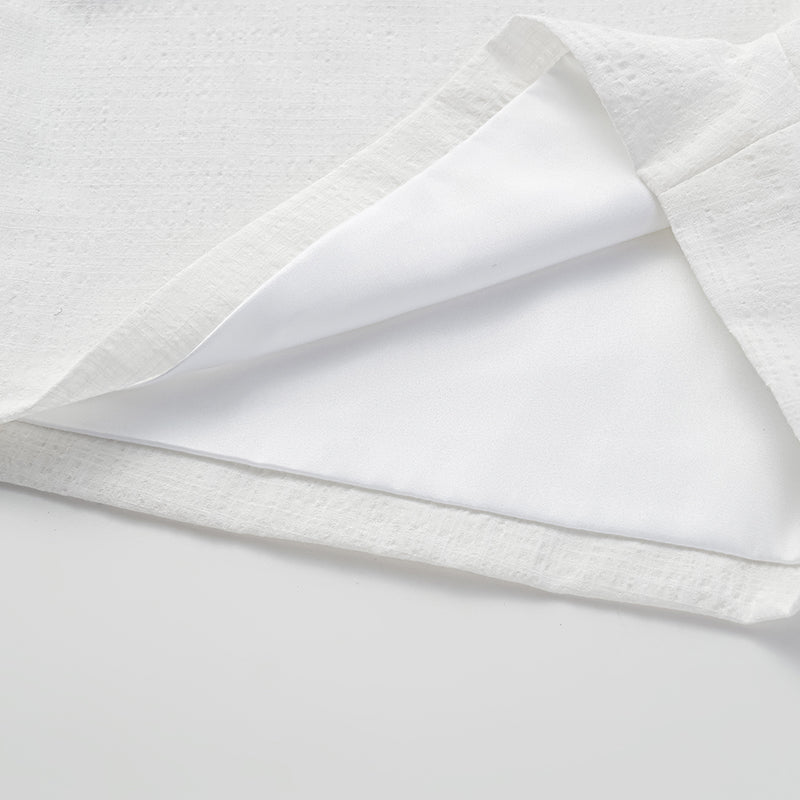 “Easy go Chic” 華夫格墊肩襯衫/短褲套裝—白