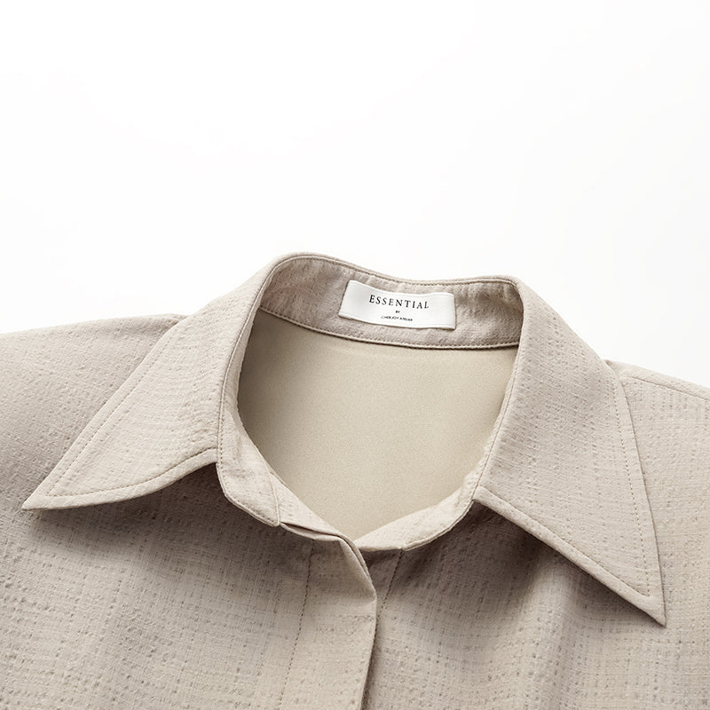 “Easy go Chic” 華夫格墊肩襯衫/短褲套裝—大象灰