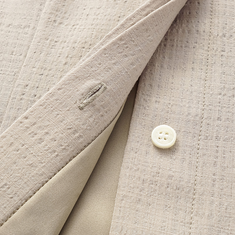 “Easy go Chic” 華夫格墊肩襯衫/短褲套裝—大象灰