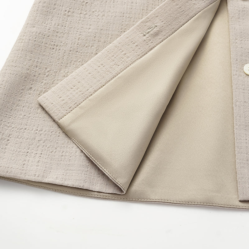 “Easy go Chic” 華夫格墊肩襯衫/短褲套裝—大象灰