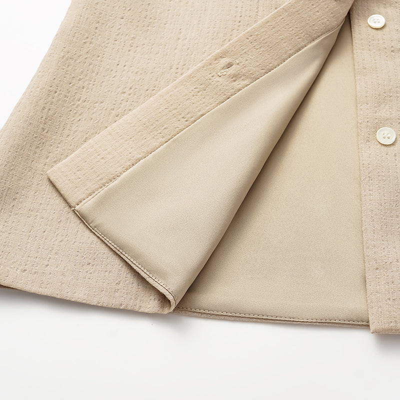 “Easy go Chic” 華夫格墊肩襯衫/短褲套裝—駝