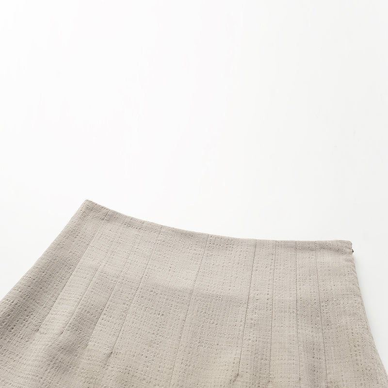 “Easy go Chic” 華夫格墊肩襯衫/短褲套裝—大象灰