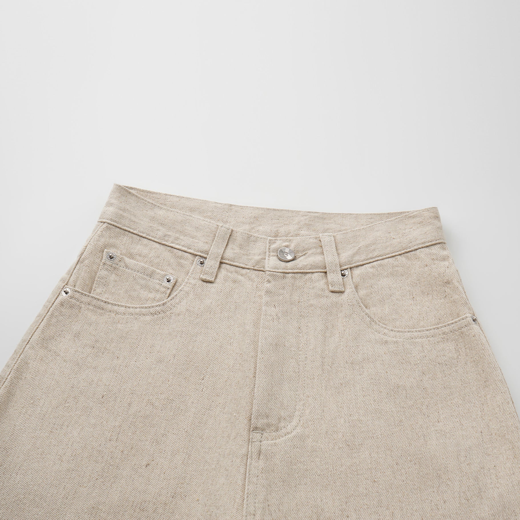 “Easy-go Chic“土耳其頂級霧紋棉高腰反摺牛仔褲—Linen Scent亞麻氣息