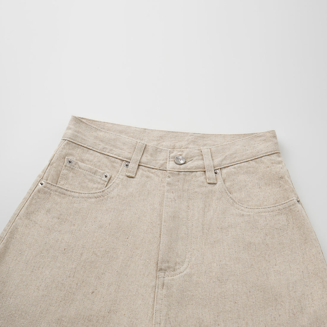 “Easy-go Chic“土耳其頂級霧紋棉高腰反摺牛仔褲—Linen Scent亞麻氣息