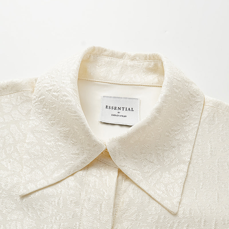 "慵倚春意" 義大利提花羊腿袖襯衫