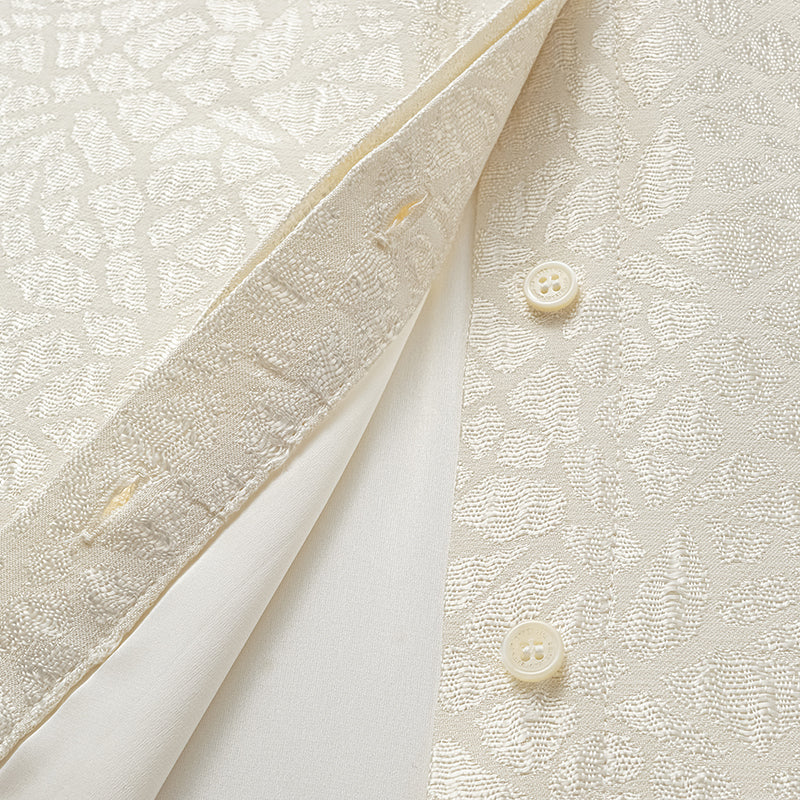 "慵倚春意" 義大利提花羊腿袖襯衫