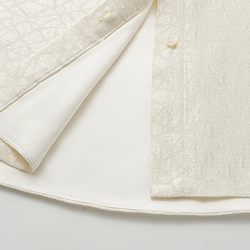 "慵倚春意" 義大利提花羊腿袖襯衫