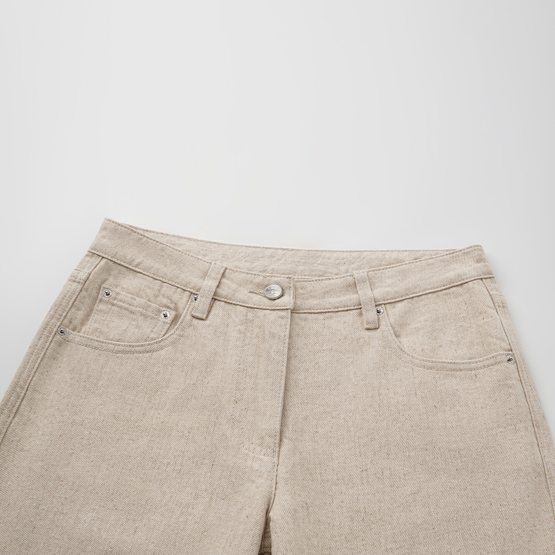 “Easy-go Chic“土耳其頂級霧紋棉中低腰牛仔褲—Linen Scent亞麻氣息