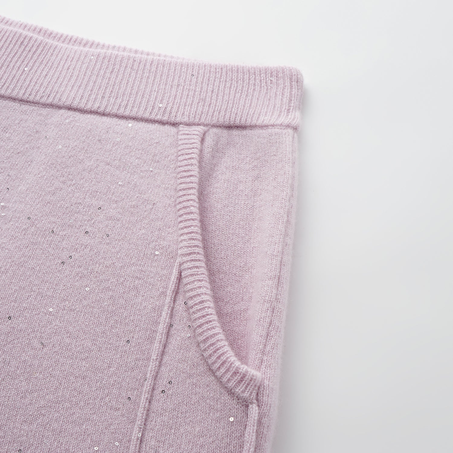 “Autumn Diary” 100% Cashmere極細絨柔星點針織長褲—Lilac Dawn紫丁曙夢