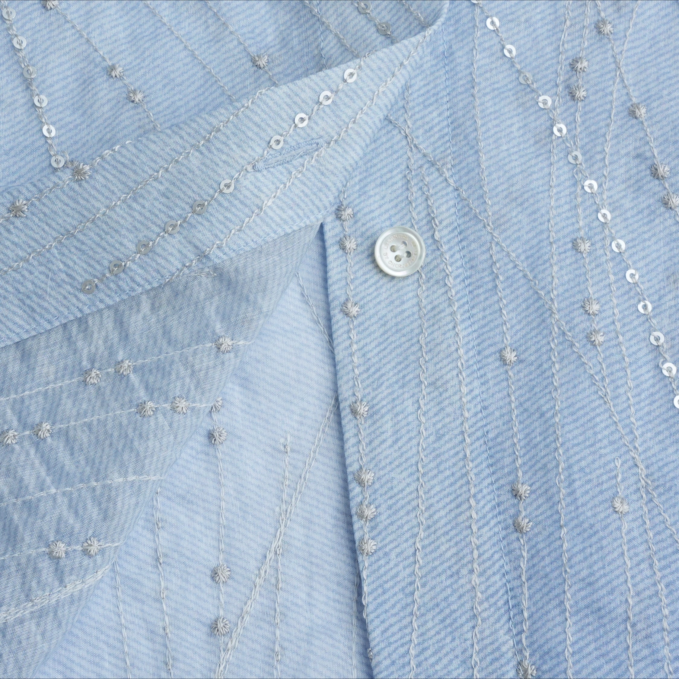 “Chelsea Citywalk”義大利漸層線繡工藝oversized襯衫—Denim Haze 丹寧晨霧