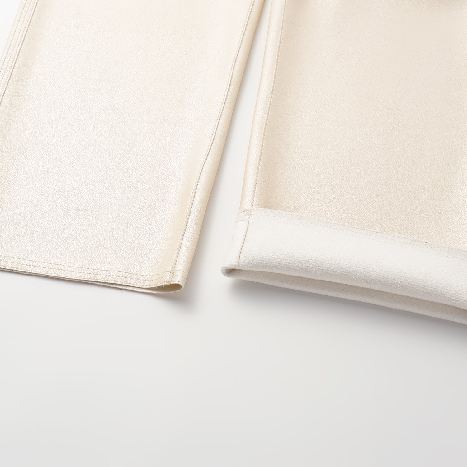 "Easy-go Chic" Vegan Leather Cropped Pants - Pearlescent White 