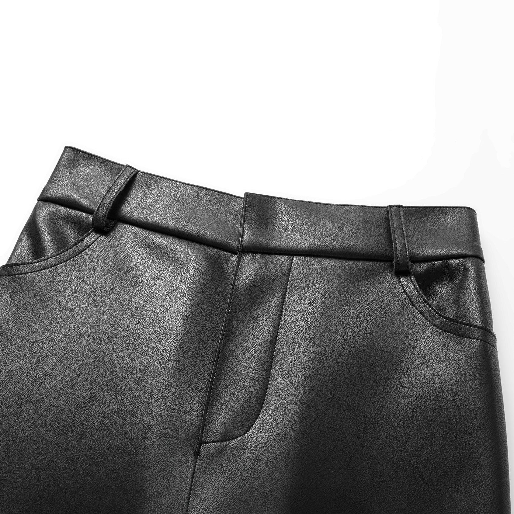 "Easy-go Chic" Vegan Leather Cropped Pants - Black 