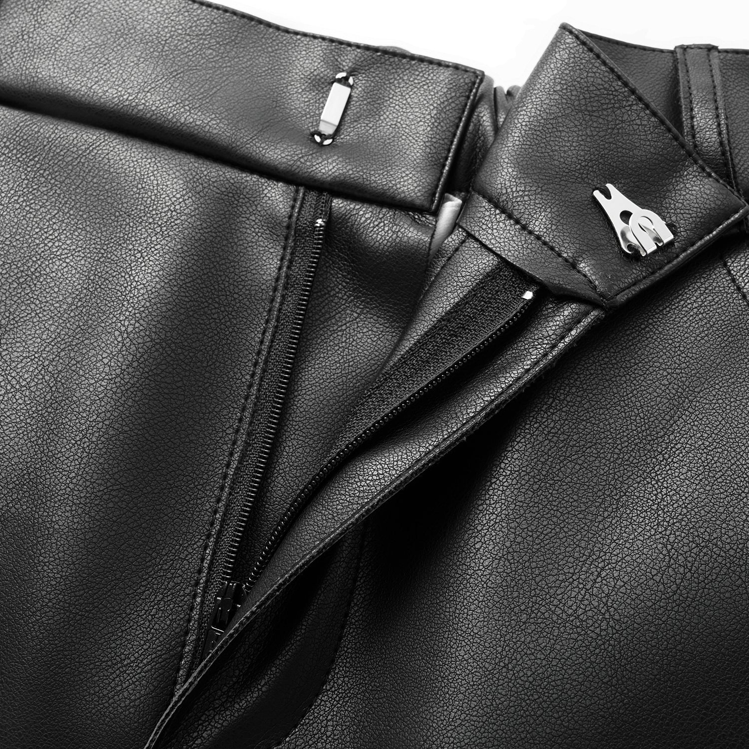 "Easy-go Chic" Vegan Leather Cropped Pants - Black 