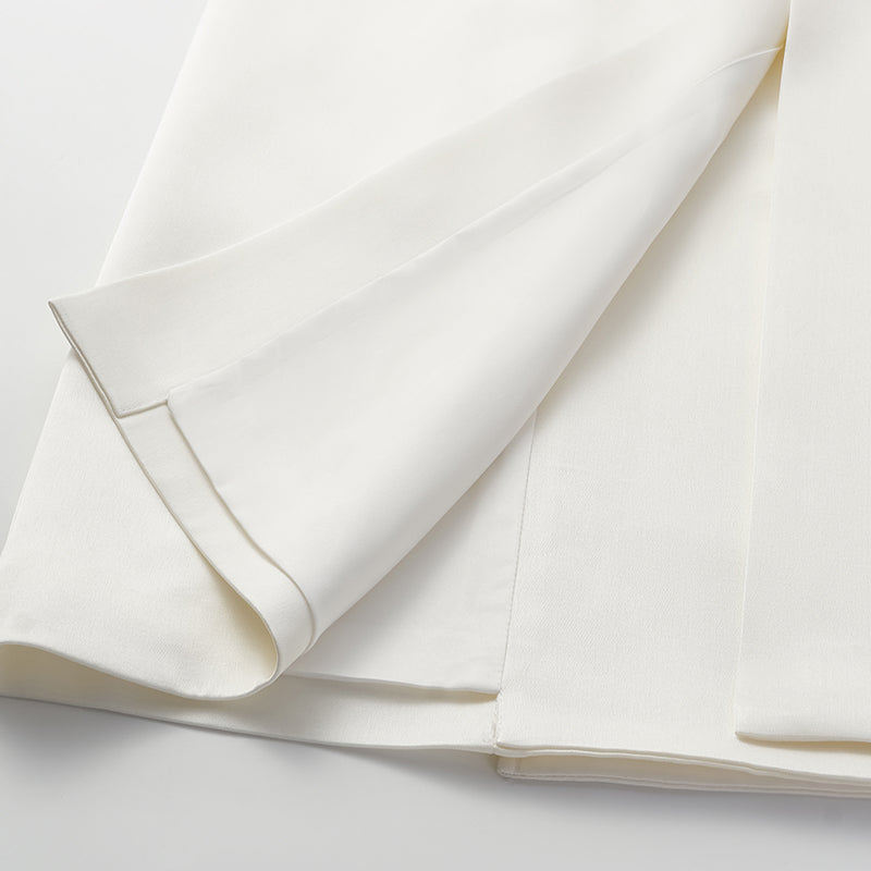 "London Everyday" Acetate Satin Long Trench Coat - White 