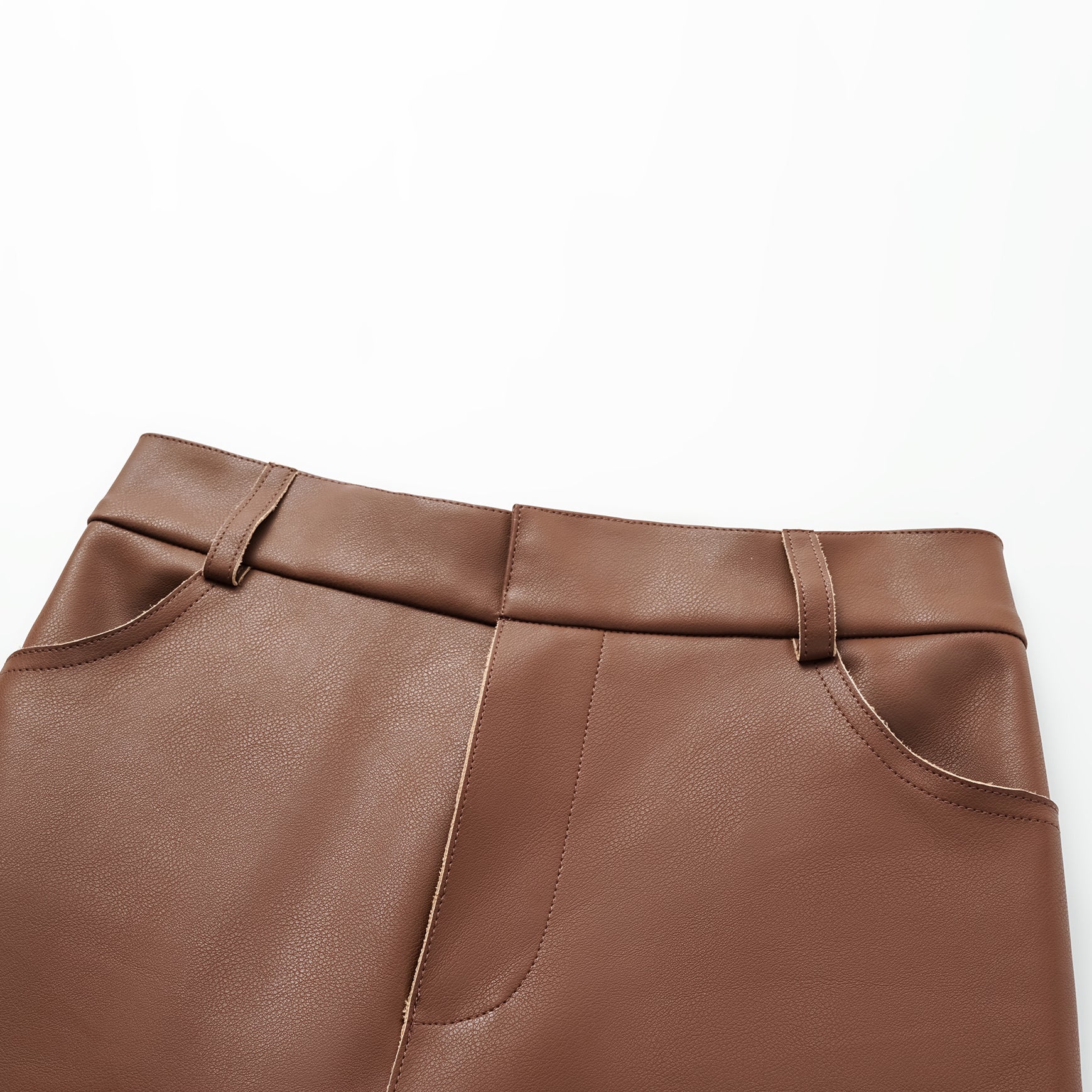"Easy-go Chic" Vegan Leather Cropped Pants - Honey Brown 