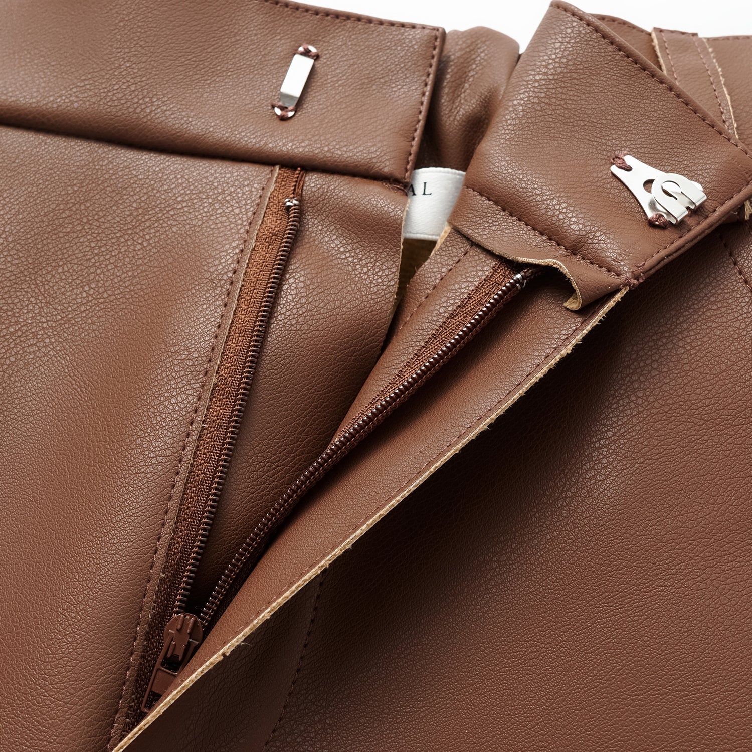 "Easy-go Chic" Vegan Leather Cropped Pants - Honey Brown 