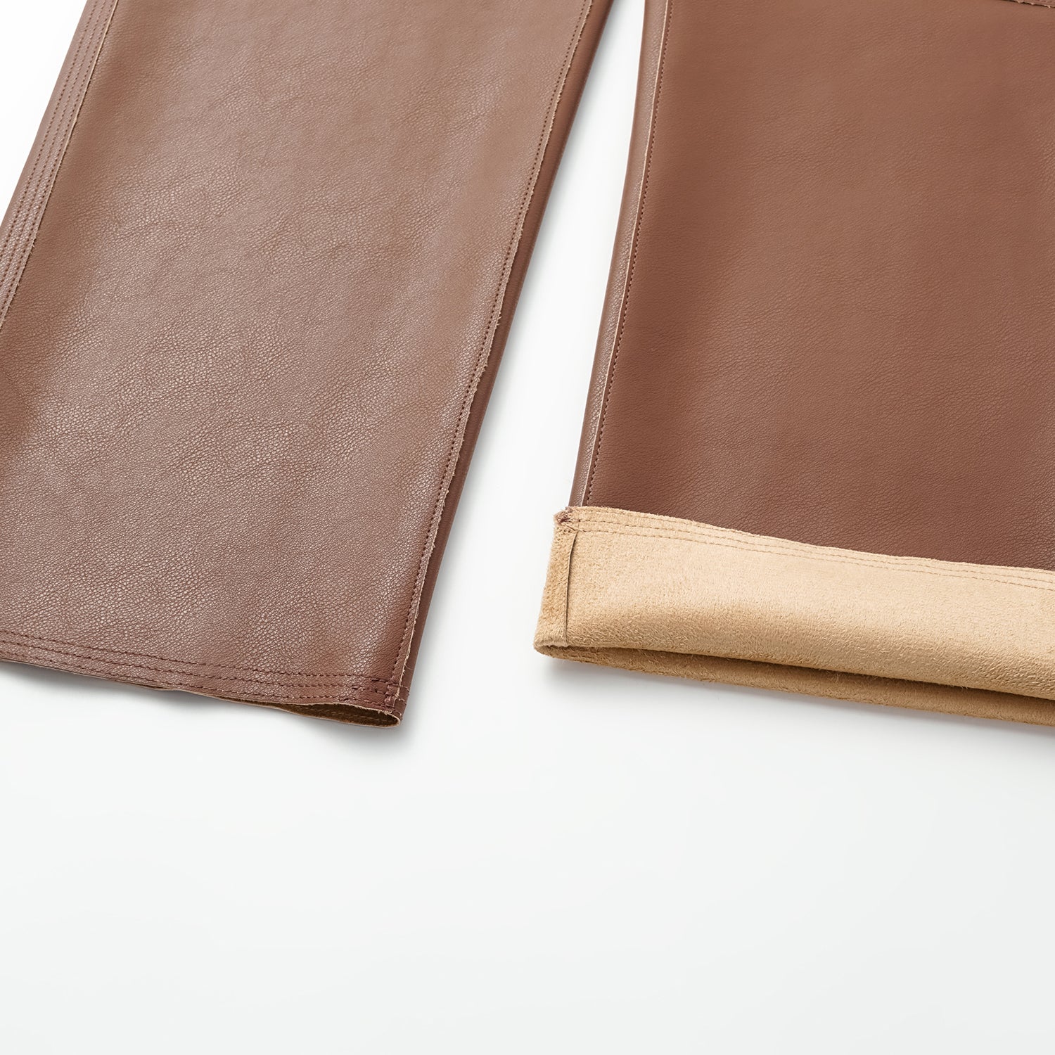 "Easy-go Chic" Vegan Leather Cropped Pants - Honey Brown 