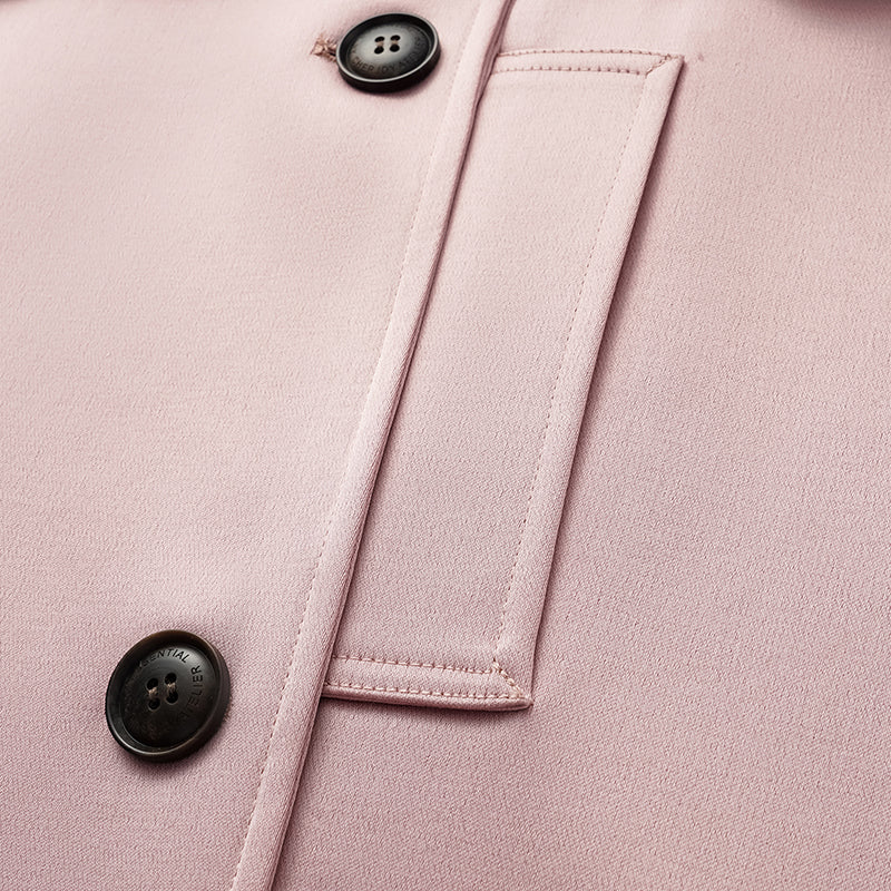 "London Everyday" Acetate Satin Long Trench Coat - Pink 