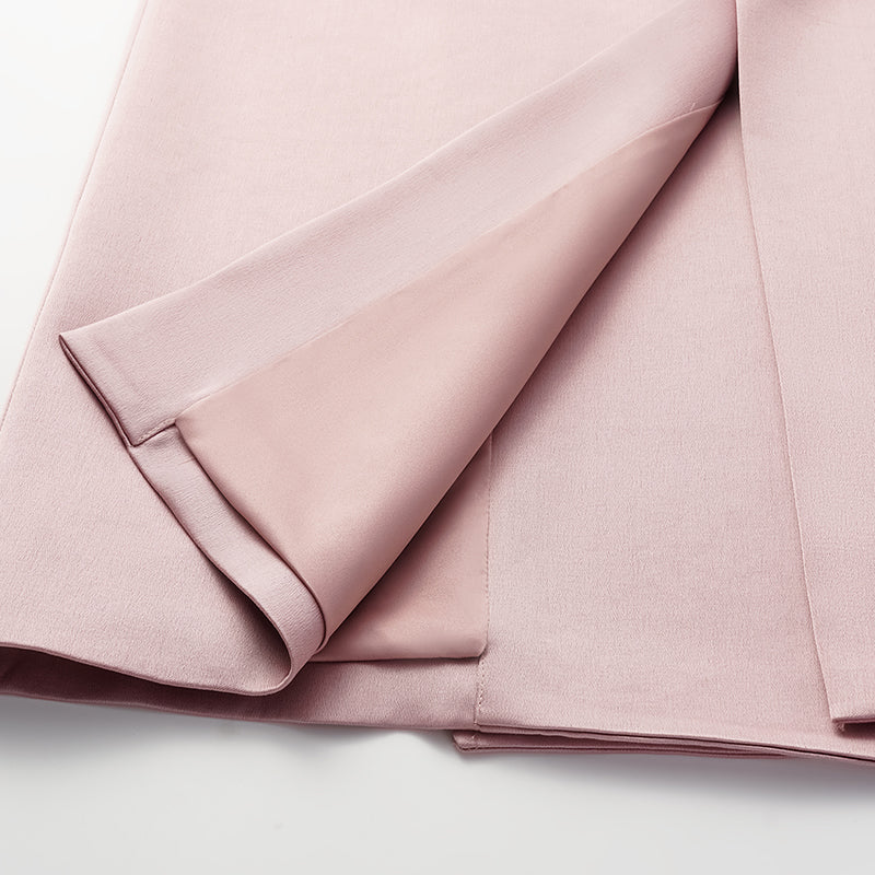 "London Everyday" Acetate Satin Long Trench Coat - Pink 