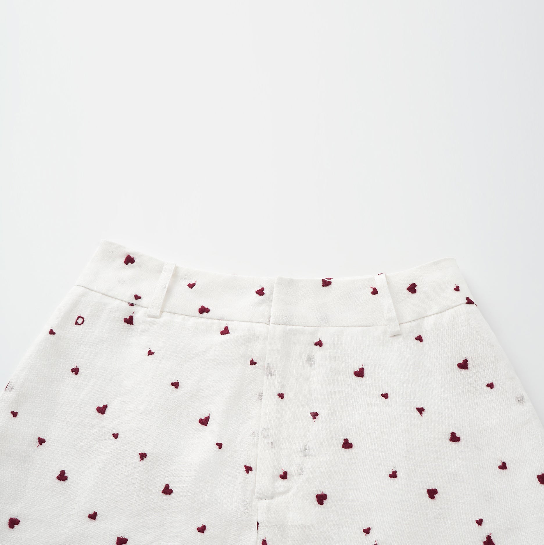 “慵懶俏麗”法國亞麻立體刺繡短褲—Sweet Crush怦然心動
