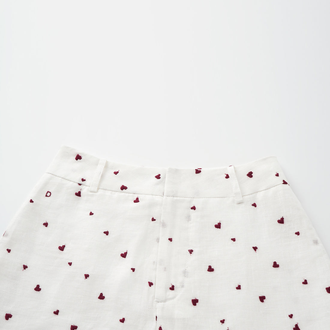“慵懶俏麗”法國亞麻立體刺繡短褲—Sweet Crush怦然心動