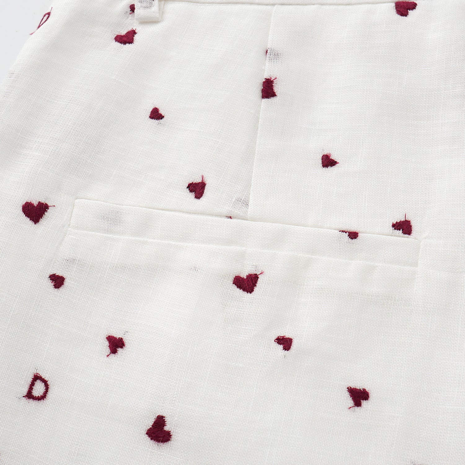 “慵懶俏麗”法國亞麻立體刺繡短褲—Sweet Crush怦然心動