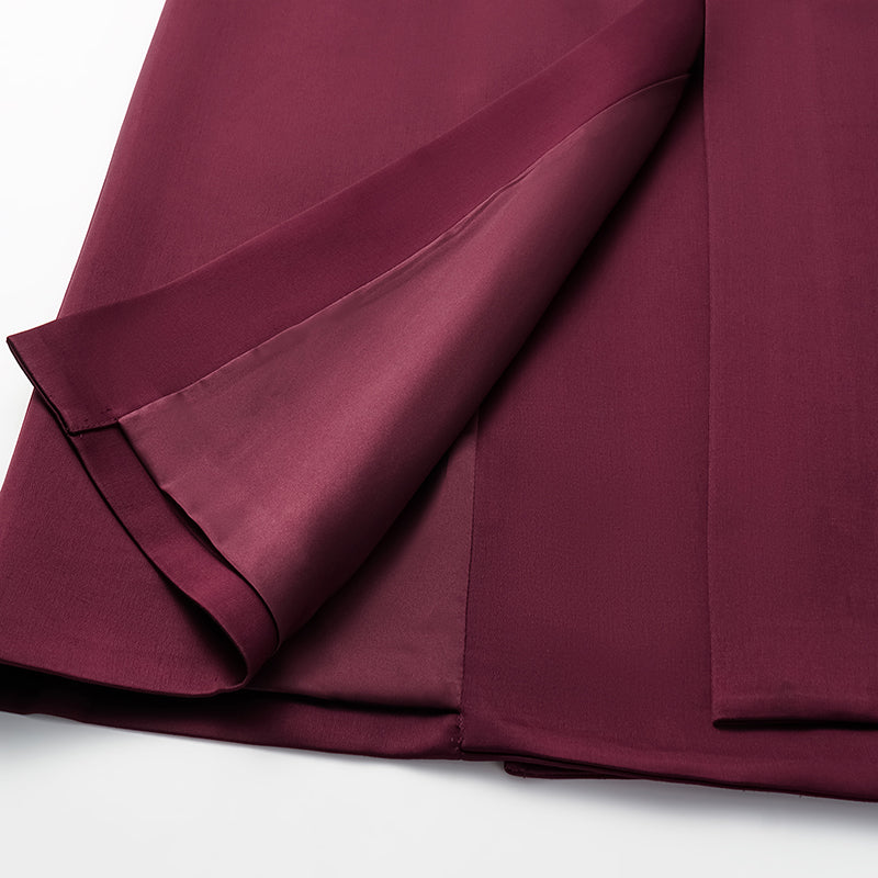 "London Everyday" Acetate Satin Long Trench Coat - Purple 