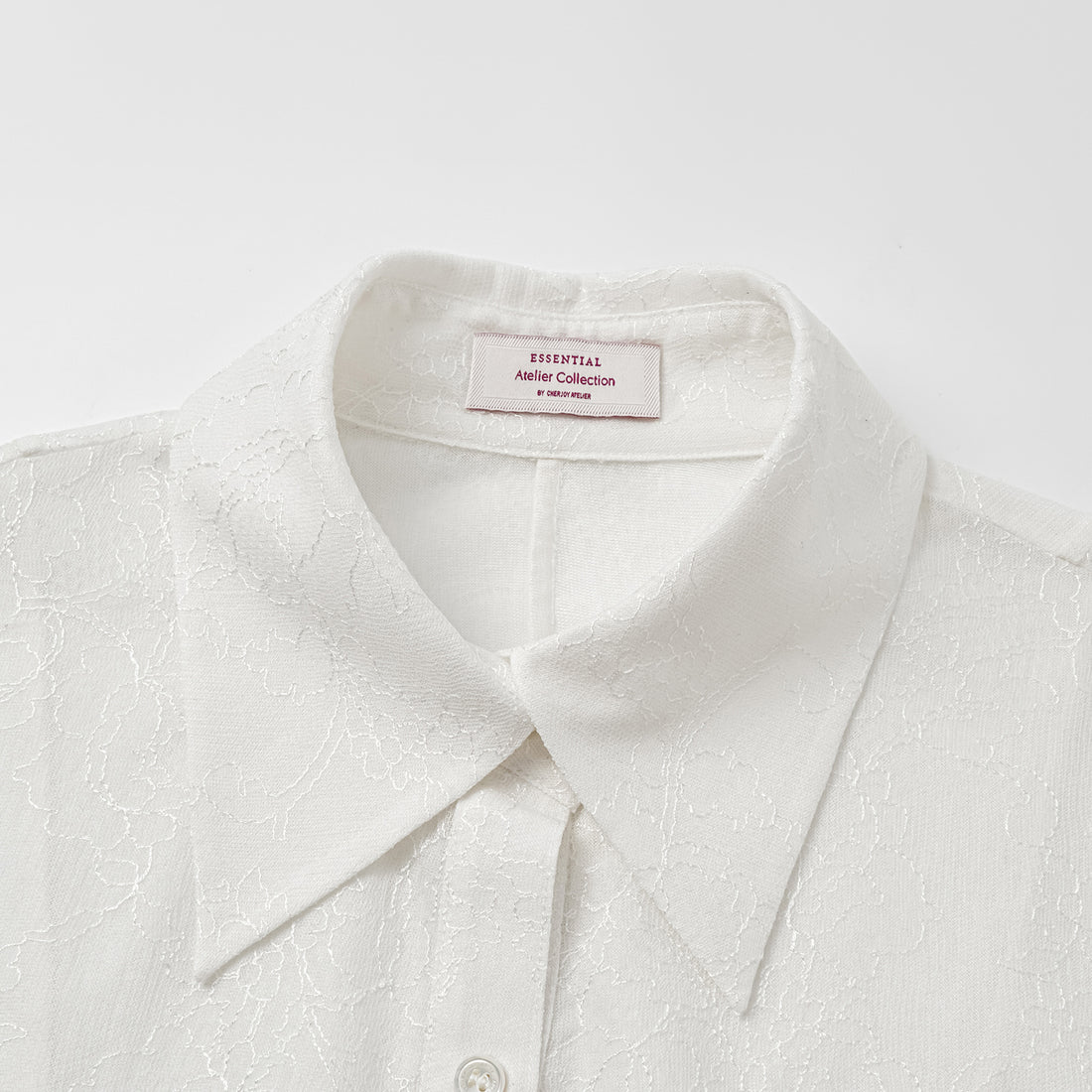 "Daytime Sparkle." French top-grade lace craft diamond-cut shirt