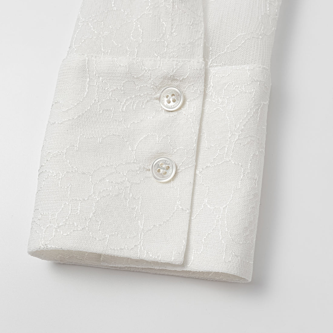 "Daytime Sparkle." French top-grade lace craft diamond-cut shirt