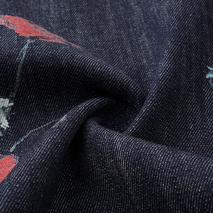 “Easy Go Chic”義大利浮描蠟花繪印工藝牛仔襯衫—Blue Bloom藍野花語