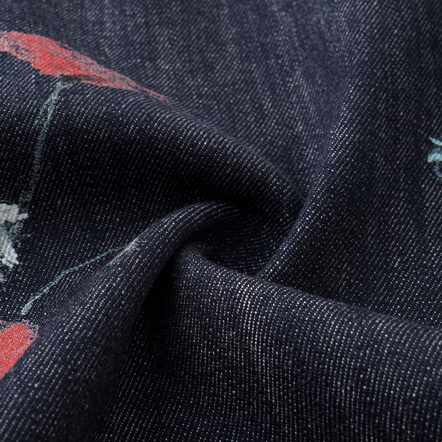 “Easy Go Chic”義大利浮描蠟花繪印工藝牛仔襯衫—Blue Bloom藍野花語