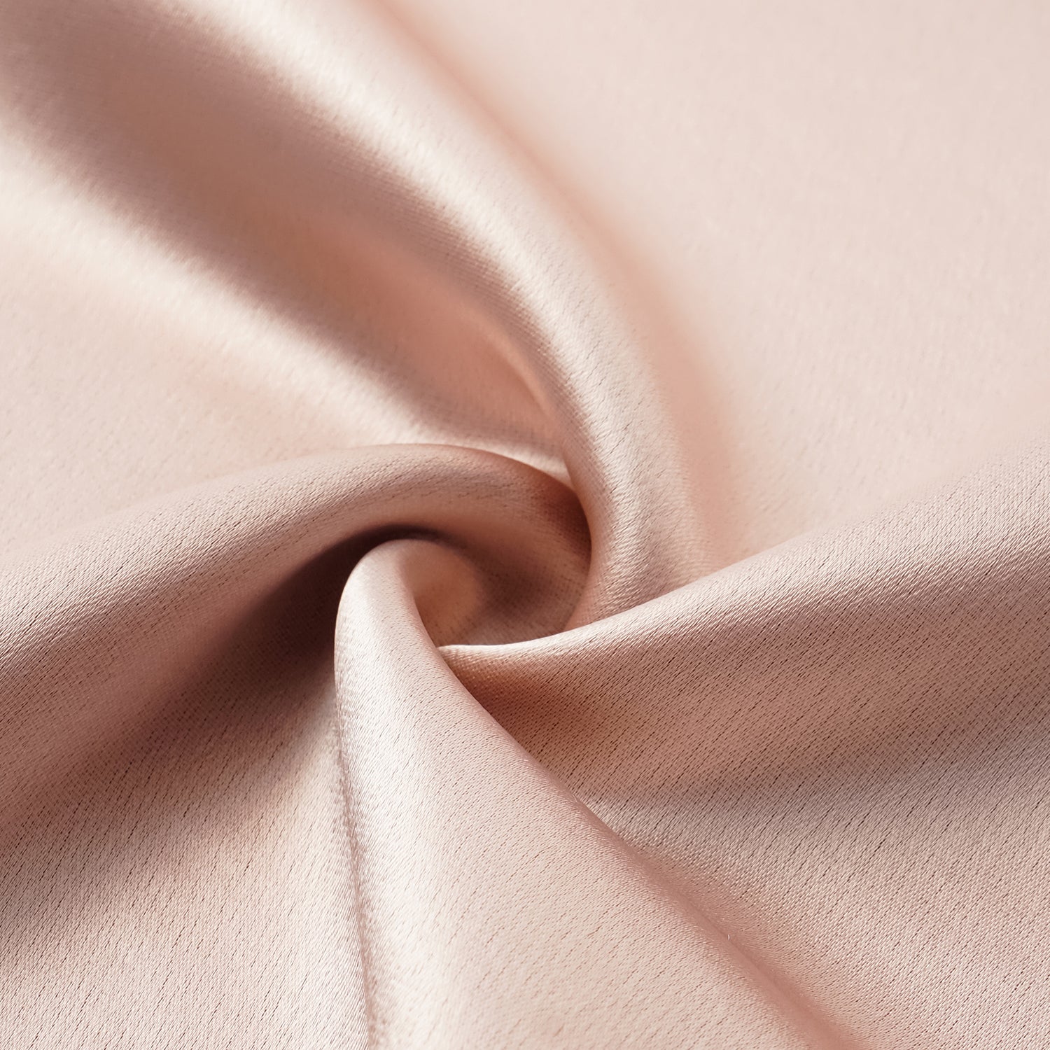 “Daytime sparkle.” Satin draped below-the-knee skirt—nude pink 