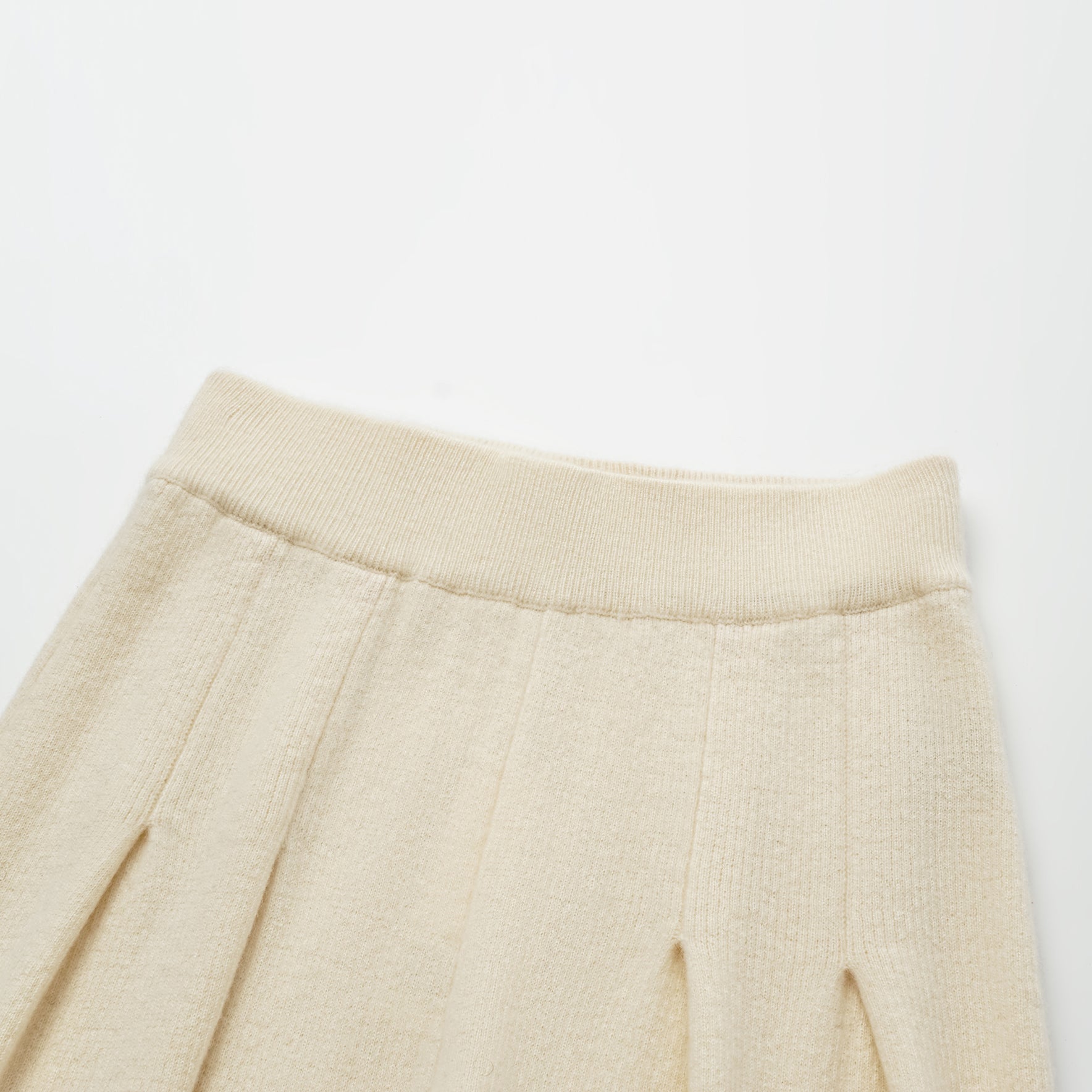 “Winter Diary” 100% Cashmere 重磅立體打褶闊腿褲—白