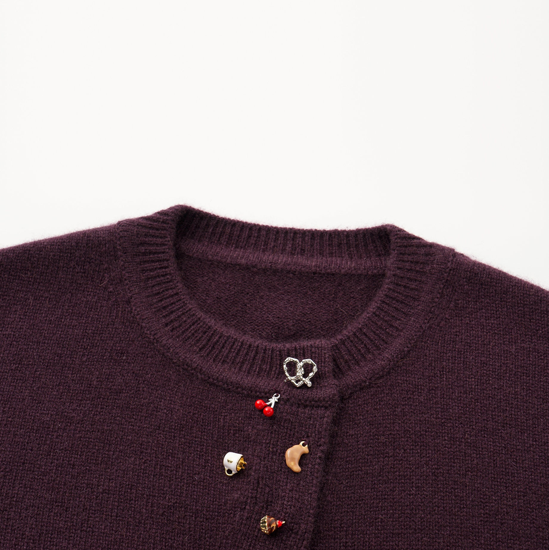 “Autumn Diary”100% Cashmere斜襟立體釦飾針織外套—Berry Danish莓果丹麥