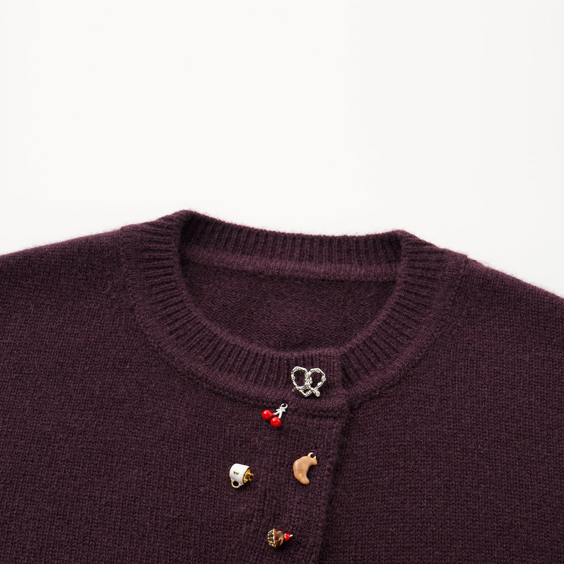 “Autumn Diary”100% Cashmere斜襟立體釦飾針織外套—Berry Danish莓果丹麥