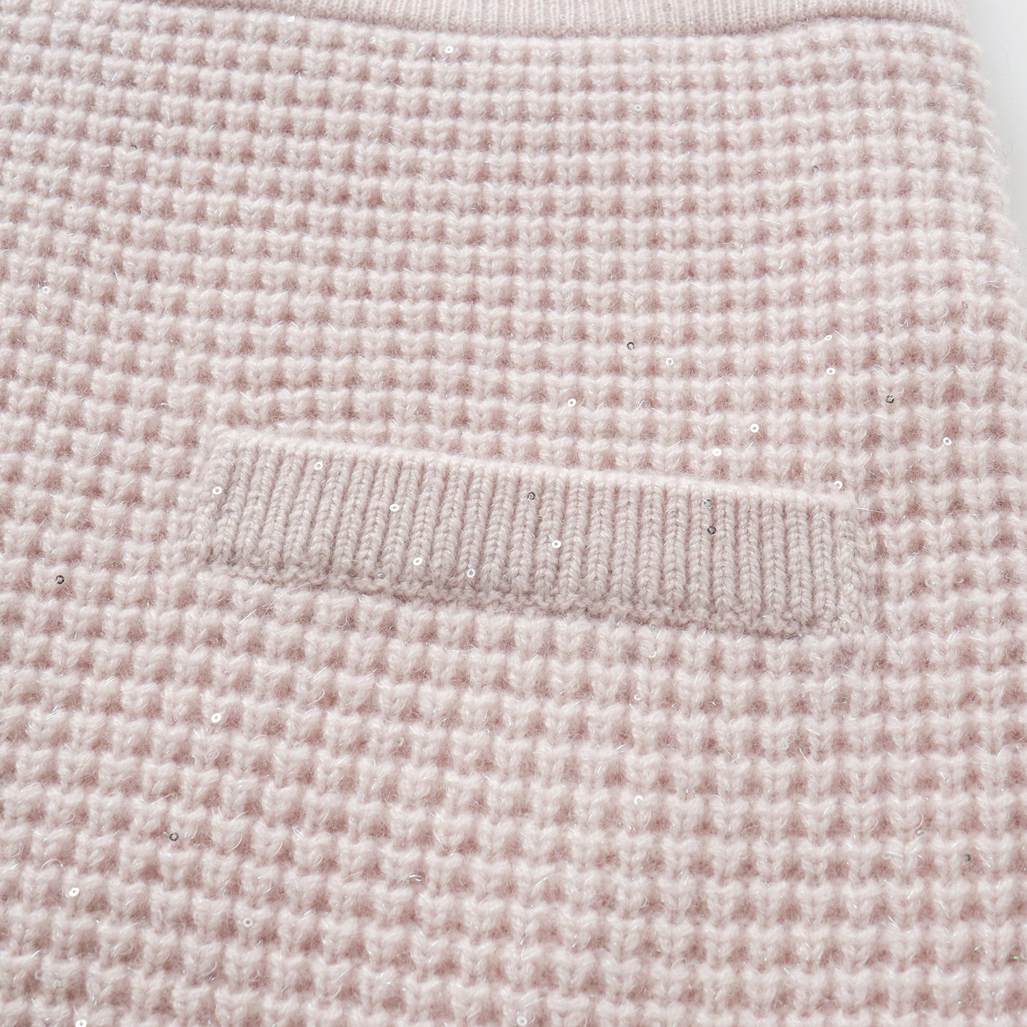 “Autumn Diary” 100% Cashmere細緻華夫格亮片針織鉛筆裙—Misty Rose薄霧玫瑰