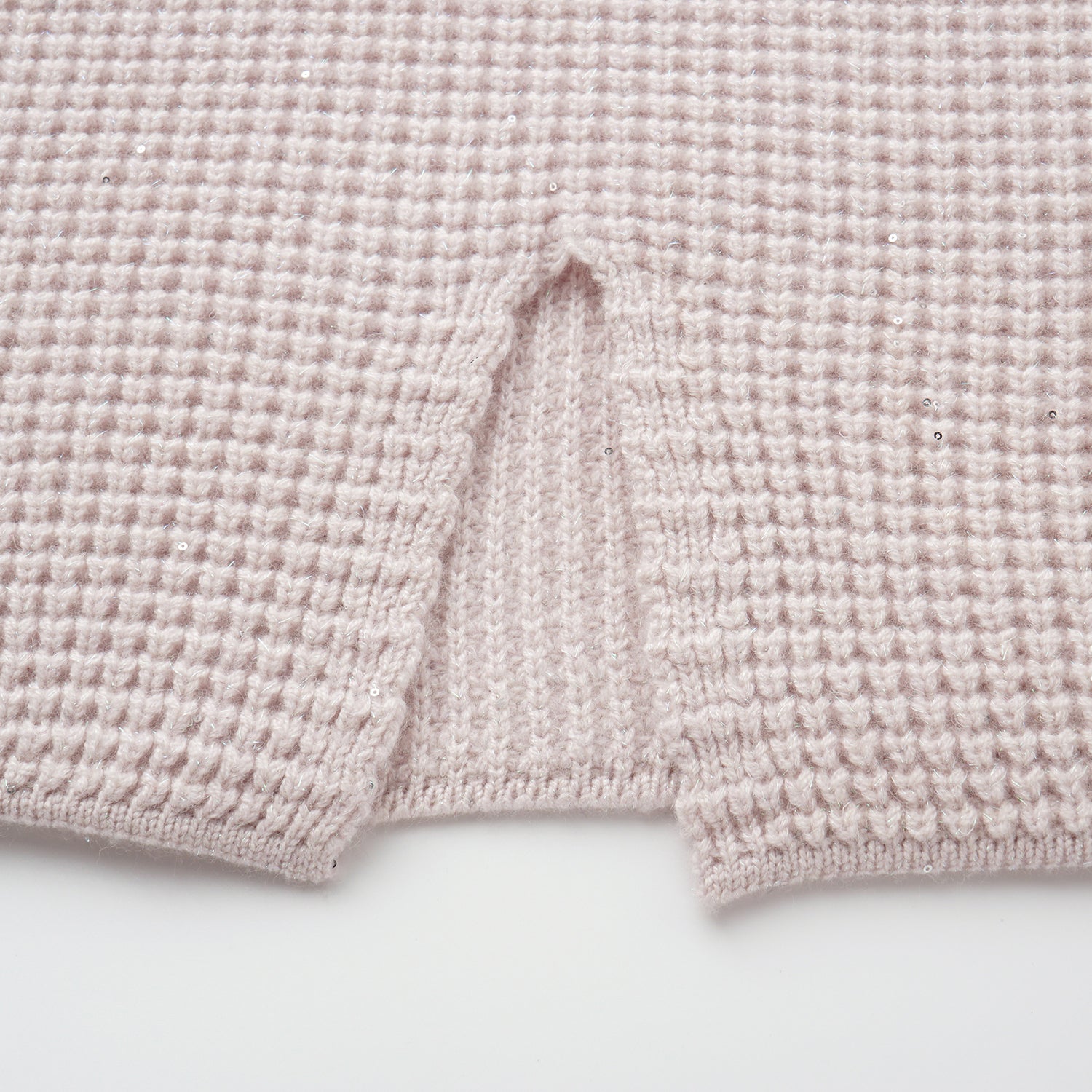 “Autumn Diary” 100% Cashmere細緻華夫格亮片針織鉛筆裙—Misty Rose薄霧玫瑰