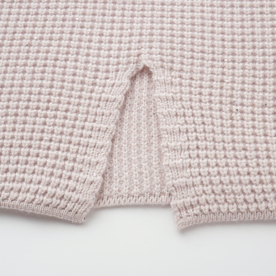 “Autumn Diary” 100% Cashmere細緻華夫格亮片針織鉛筆裙—Misty Rose薄霧玫瑰