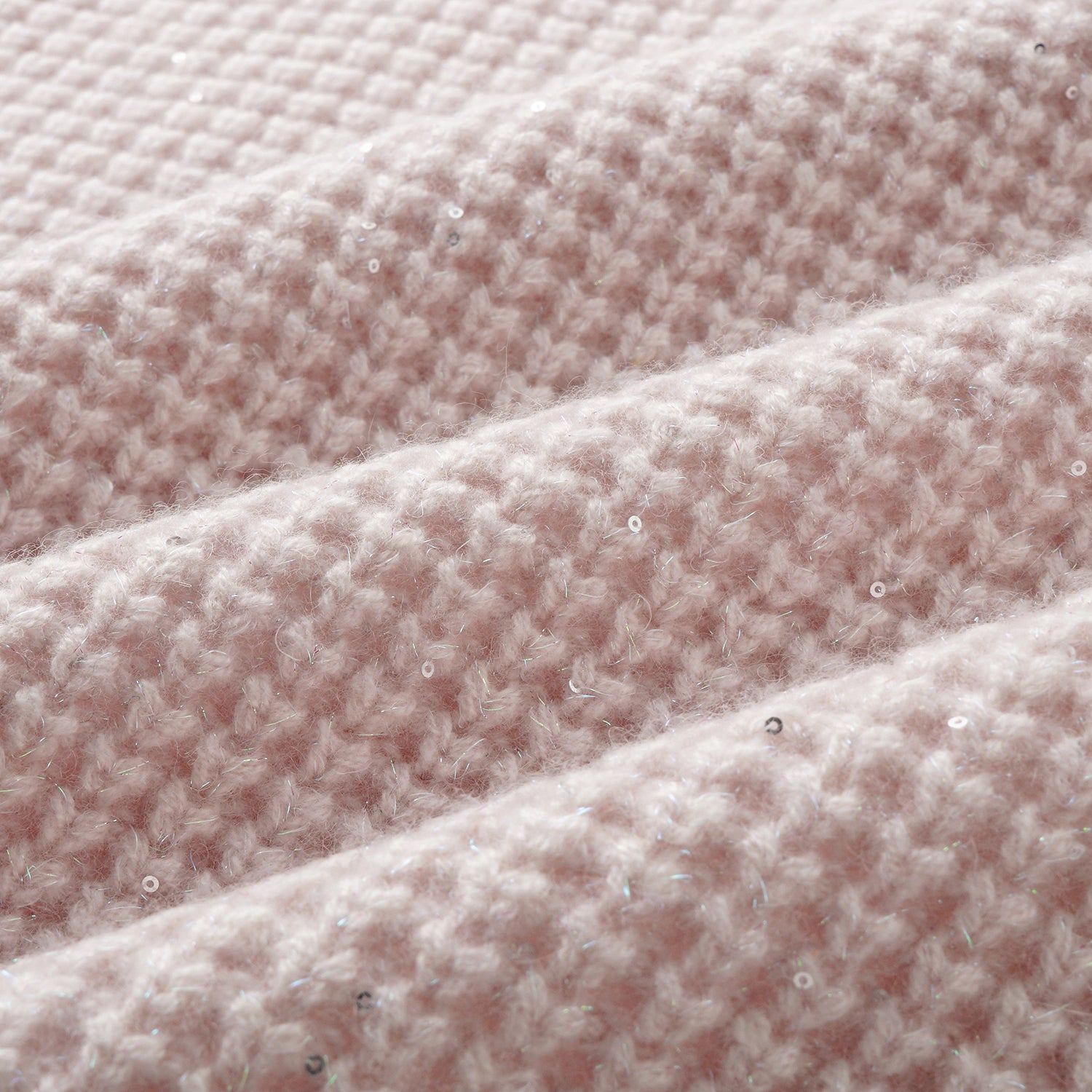 “Autumn Diary” 100% Cashmere細緻華夫格亮片針織鉛筆裙—Misty Rose薄霧玫瑰