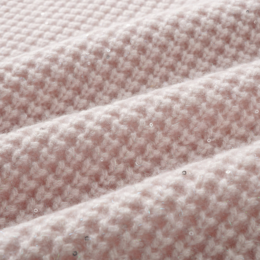 “Autumn Diary” 100% Cashmere細緻華夫格亮片針織鉛筆裙—Misty Rose薄霧玫瑰