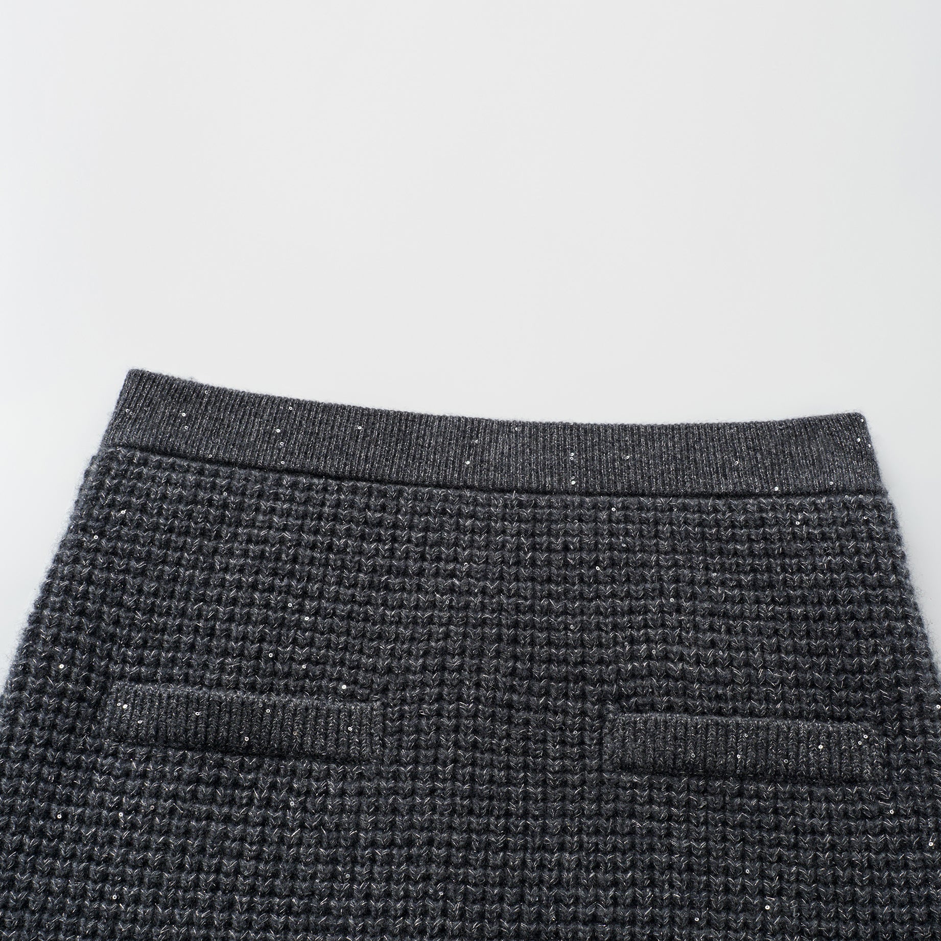 “Autumn Diary” 100% Cashmere細緻華夫格亮片針織鉛筆裙—Nightfall Gleam夜幕之詩