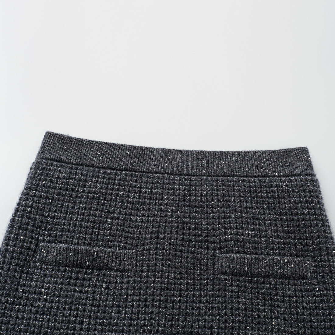 “Autumn Diary” 100% Cashmere細緻華夫格亮片針織鉛筆裙—Nightfall Gleam夜幕之詩