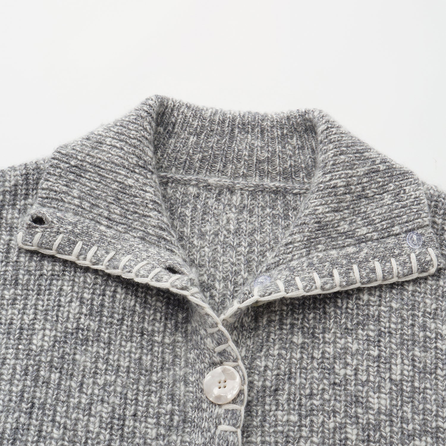 “Winter Diary” 100% Cashmere霧染細針羅紋邊飾高領針織外套—Soft Rain雨的氣息