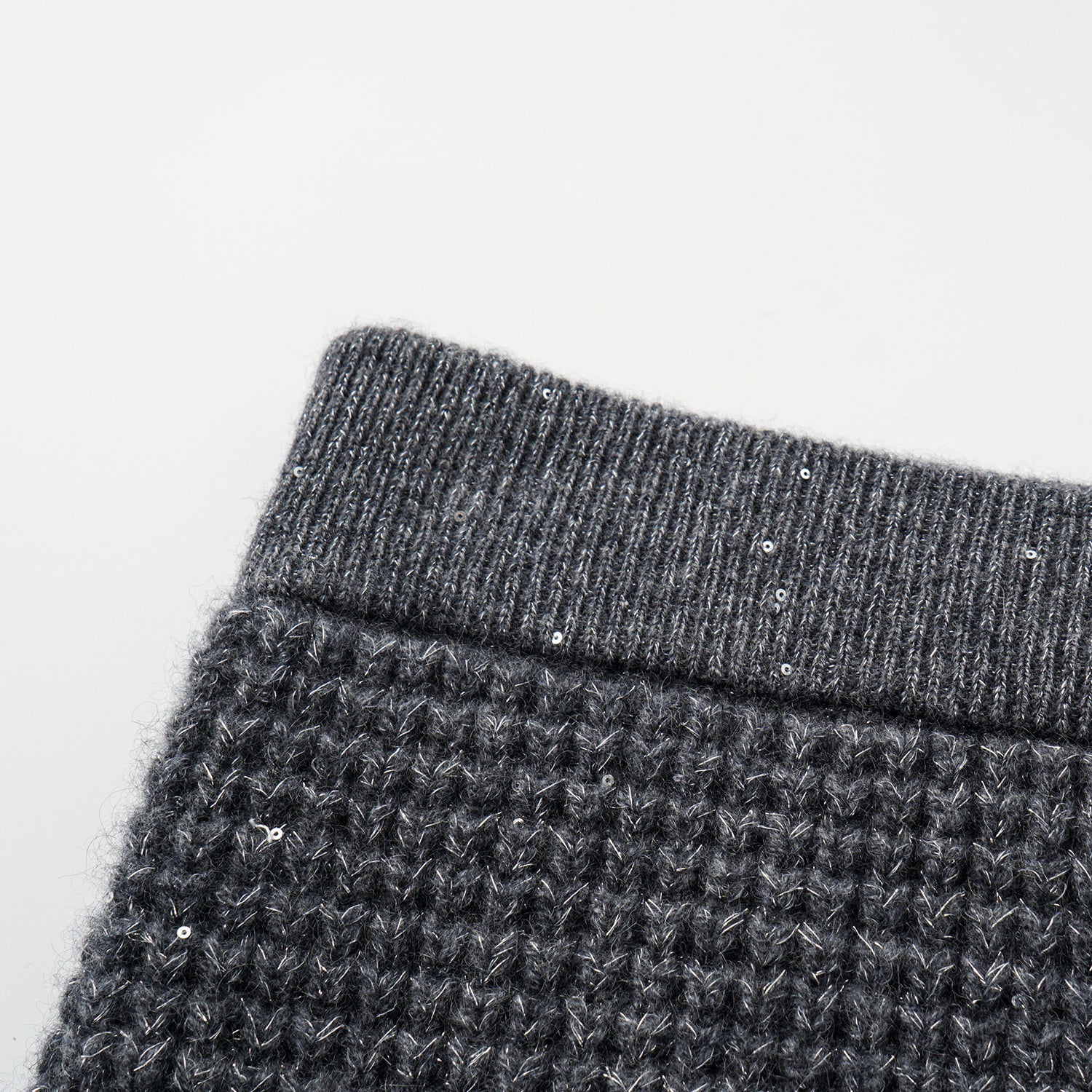 “Autumn Diary” 100% Cashmere細緻華夫格亮片針織鉛筆裙—Nightfall Gleam夜幕之詩