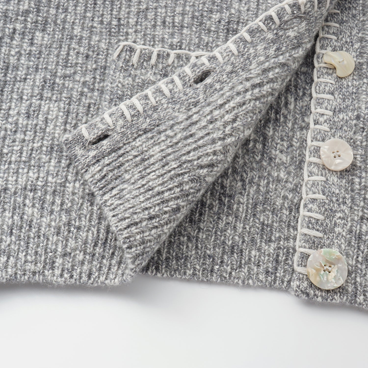 “Winter Diary” 100% Cashmere霧染細針羅紋邊飾高領針織外套—Soft Rain雨的氣息