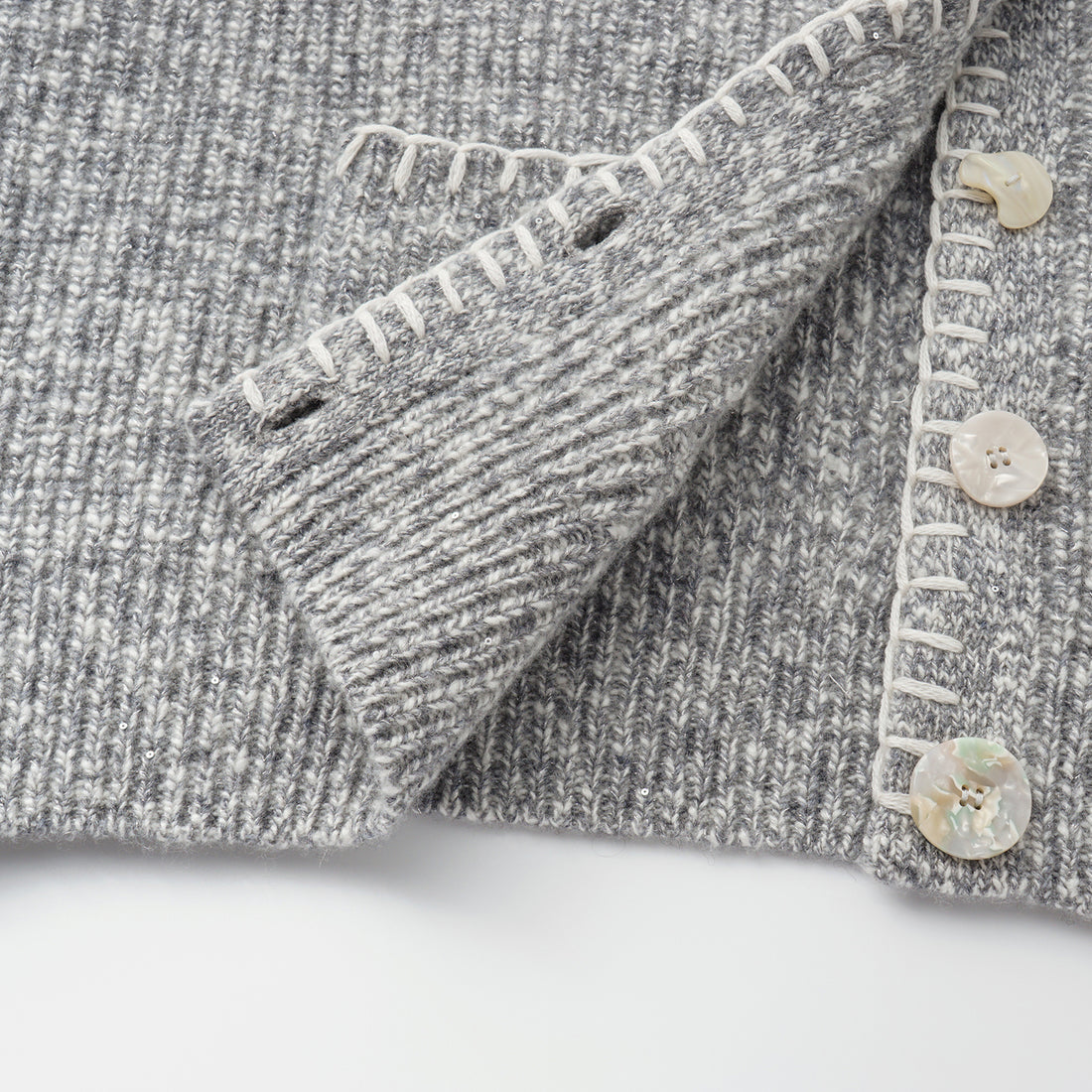 “Winter Diary” 100% Cashmere霧染細針羅紋邊飾高領針織外套—Soft Rain雨的氣息