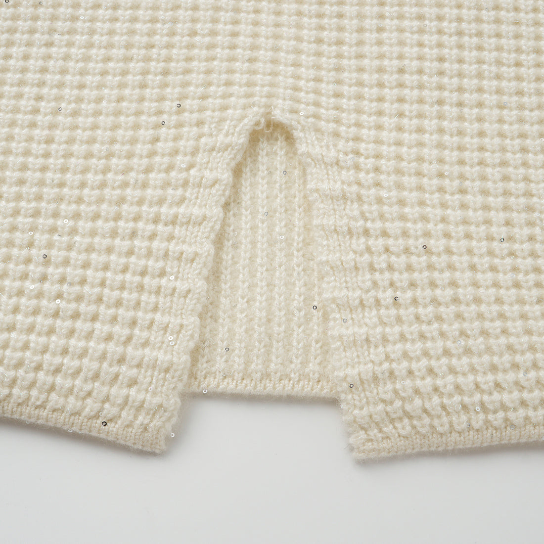 “Autumn Diary” 100% Cashmere細緻華夫格亮片針織鉛筆裙—Pale Sunlight冬日晨光