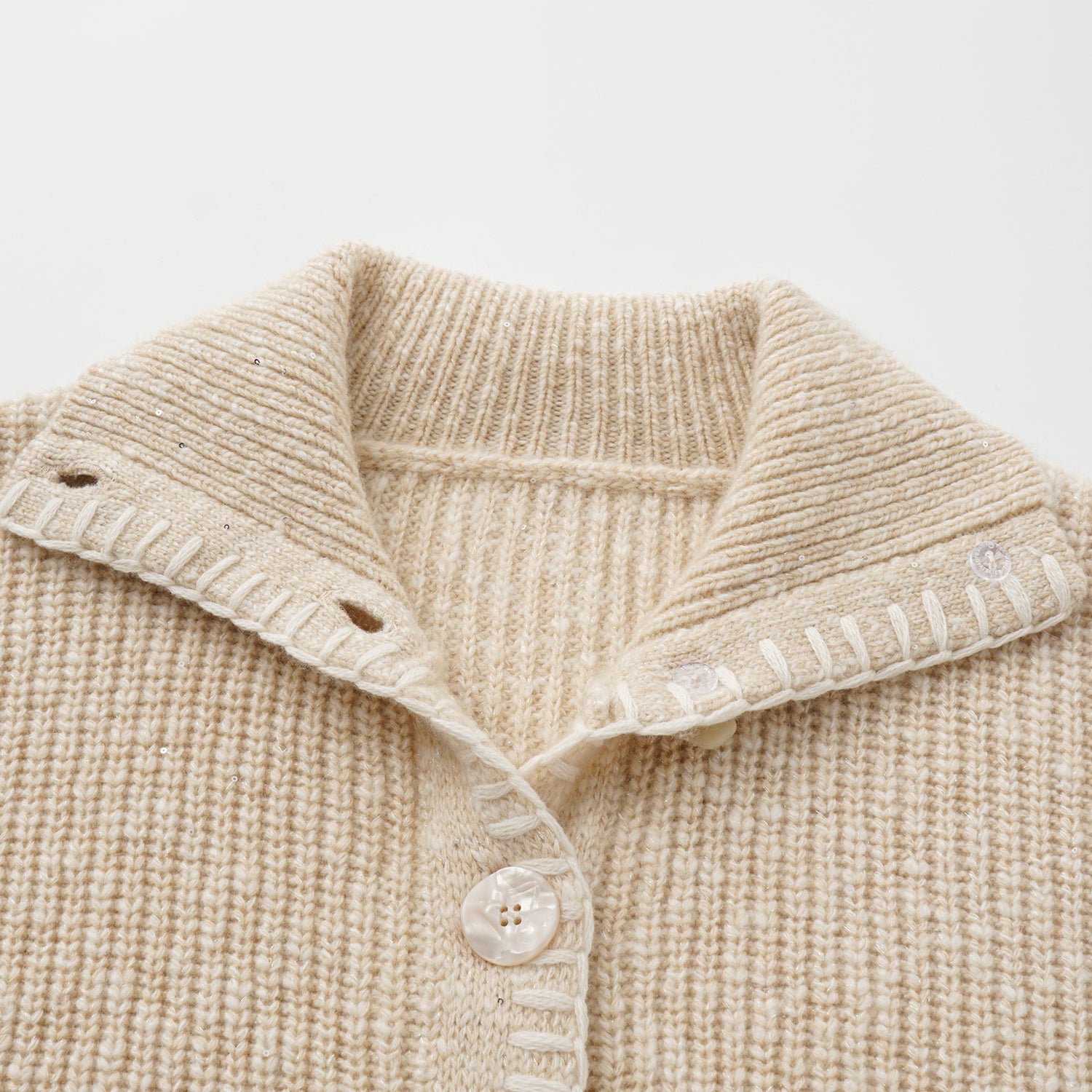 “Winter Diary” 100% Cashmere霧染細針羅紋邊飾高領針織外套—Afternoon Glow午後暖陽