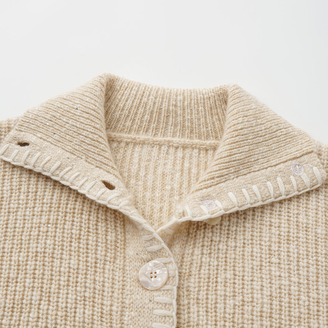 “Winter Diary” 100% Cashmere霧染細針羅紋邊飾高領針織外套—Afternoon Glow午後暖陽